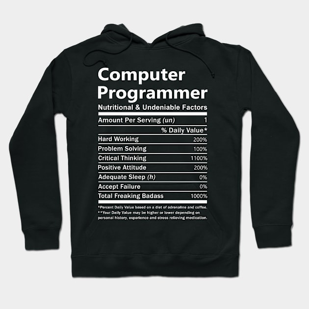 Computer Programmer T Shirt - Nutritional and Undeniable Factors Gift Item Tee Hoodie by Ryalgi